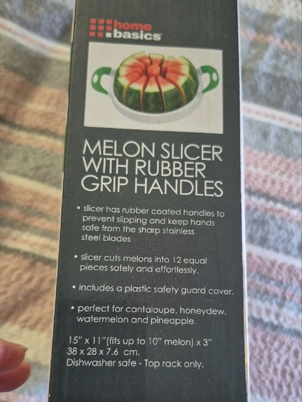 Home Basics Green and White Watermelon Slicer with Rubber Grip Handles